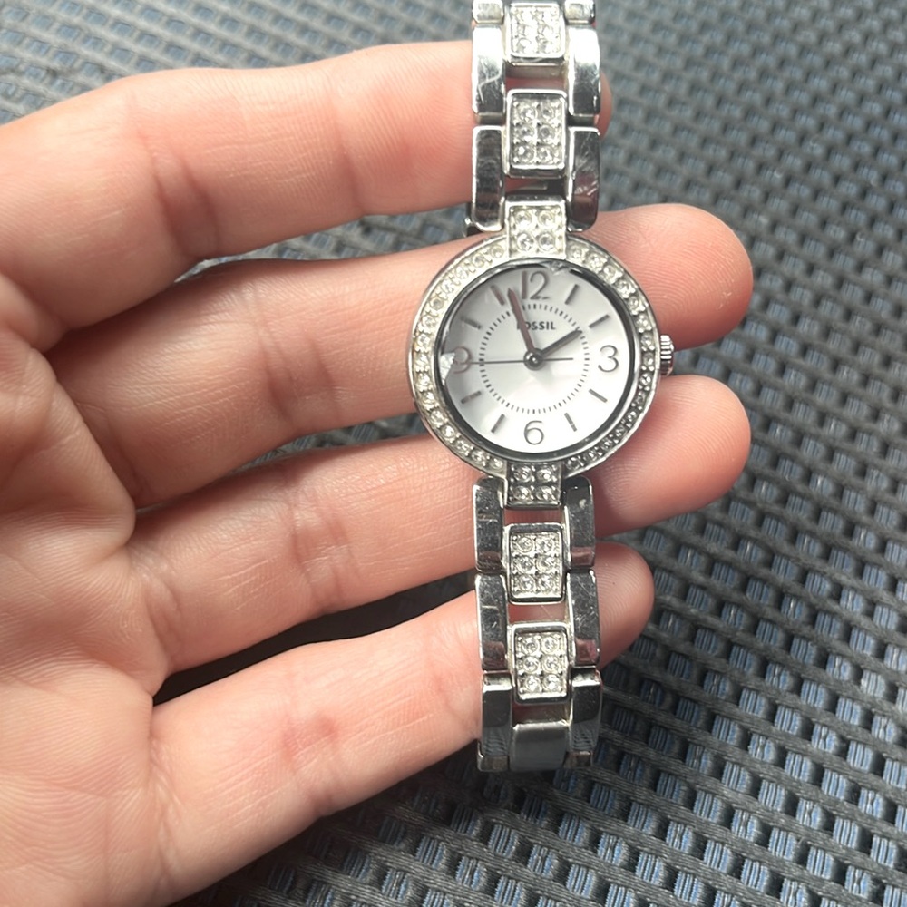 Fossil Watch. Stainless steel and cubic zirconia stones.